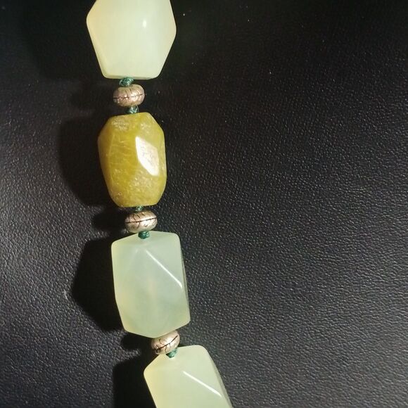 Sigrid Olsen Chunky Green Stone Necklace Toggle Clasp Boho Artisan Jewelry 18" - Picture 6 of 9